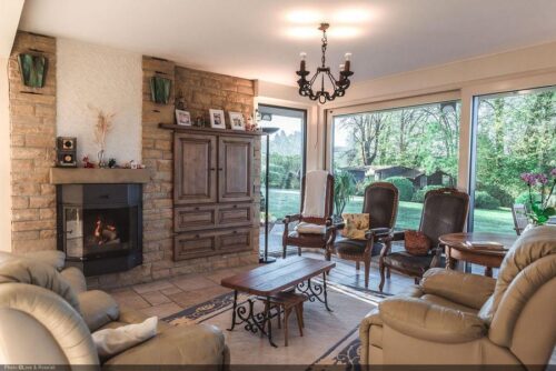 L'Orée du Bois - Maison d'hôtes à Martué (Florenville) - Salon et feu ouvert